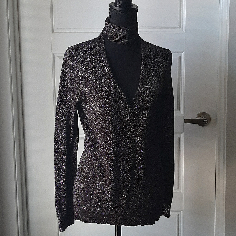 Michael Kors Lurex Choker Neck knit sweater